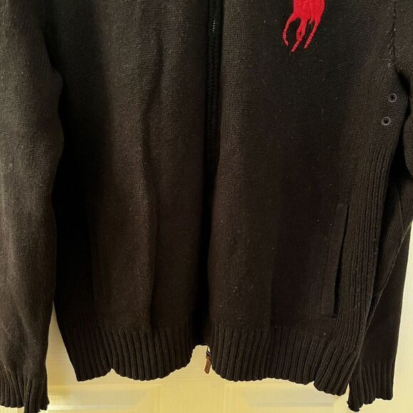 Polo Ralph Lauren Black Lambswool Cardigan Sweater Big Pony Men's Size Large - Picture 7 of 16